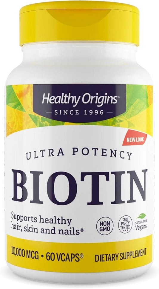 Healthy Origins Biotin Veg Capsules, 10,000 mcg, 60 Count