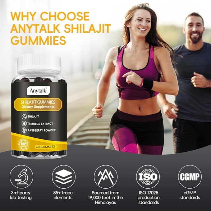 Shilajit Gummies with Shilajit & Tribulus Extract – Natural Energy Boost, Immune Support, Relieve Fatigue – Stamina Enhancer for Men & Women, Fitness & Daily Vitality
