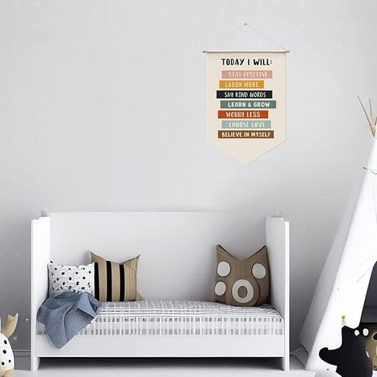 Today I Will Positive Wall Hanging, Educational Wall Art, Inspirational Quotes For Kids, Classroom Decor, Affirmation Wall Decor, Kids Wall Decor, Classroom Décor, Kids Affirmation Hanging Banners