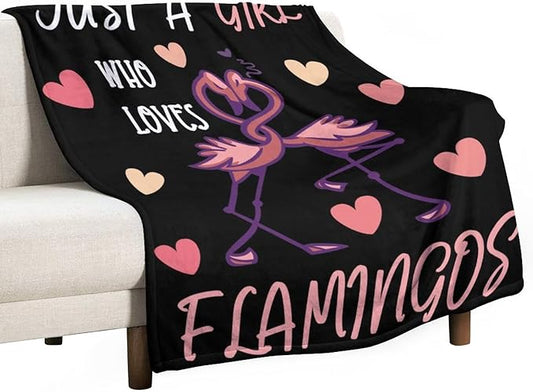 Flamingo Throw Blanket Gifts - 50 x 60 Inches Funny Throws - Black Soft Fuzzy Plush Blankets for Office