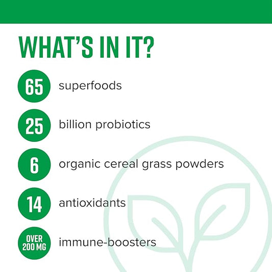 Vibrant Health, Green Vibrance, Includes 65 Plant-Based Superfoods, 25 Billion Probiotics, Fiber, Adaptogens & Enzymes, 83 Servings