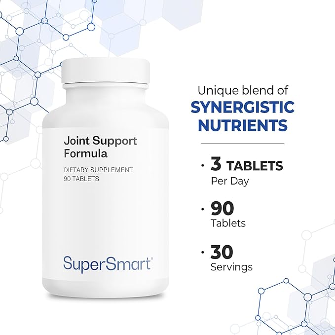 Supersmart Joint Support Formula (High Potency Complex) - with Glucosamine, Chondroitin, Hyaluronic Acid, MSM - Joint Support Supplement | Non-GMO & Gluten Free - 90 Tablets