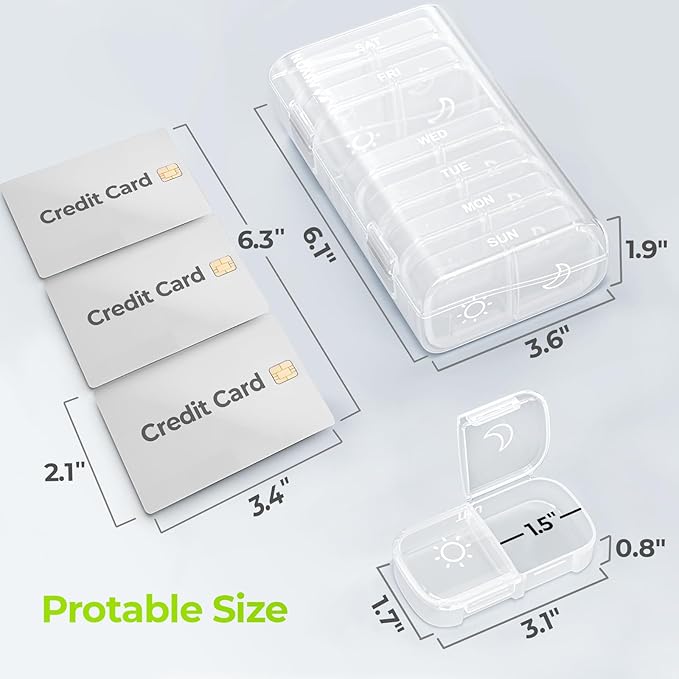 AUVON XL Weekly Pill Organizer 2 Times a Day, Pill Box 7 Day with One-Side Large Openings for Easy to Use, White AM PM Pill Case for Medication, Vitamins, Fish Oils, Supplements