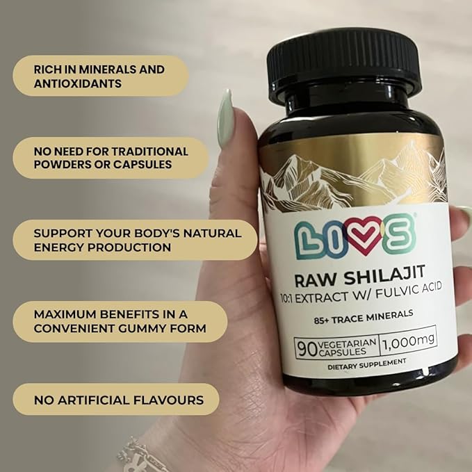 Raw Shilajit Capsules - 10,000mg Pure Himalayan Shilajit for Men & Women | High Potency Fulvic Acid & Trace Minerals | Gluten Free, Natural Energy, Focus & Immune Support Supplement - 90 Ct