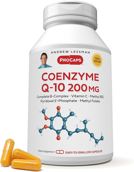 ANDREW LESSMAN Coenzyme Q-10 200 mg 360 Capsules - Essential for Energy Production and Optimum Key Organ Function, Anti-Oxidant Support, Depleted by Aging, Plus B-Complex. Easy to Swallow Capsules
