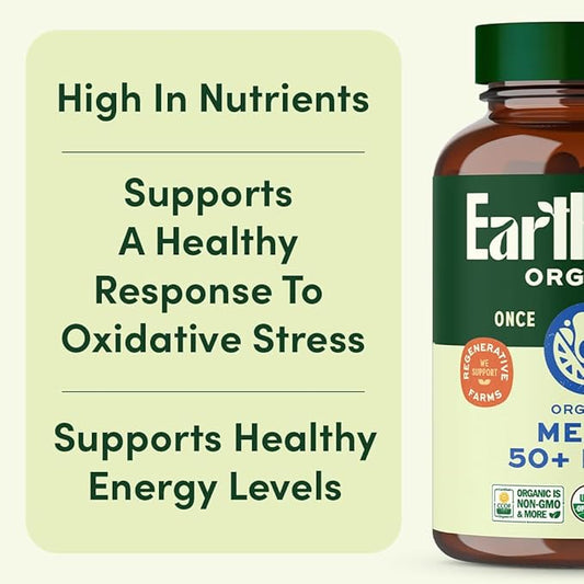 Once Daily Multi for Men 50+, 19 Vitamins from Herbs & Superfoods, Supports Prostate Health, Energy Levels, and Strong Bones, 30 Count