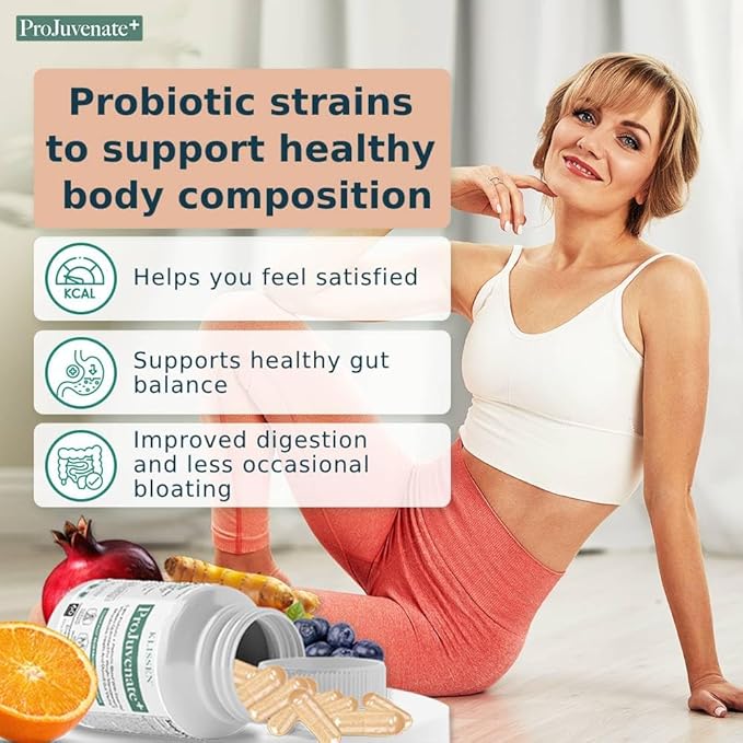 ProJuvenate+ Probiotic Weight Management for Women, Supports Gut & Digestive Health, Helps with Occasional Bloating, Healthy Metabolism & Immune Support, 70 Billion CFU & Prebiotics (60 Count)