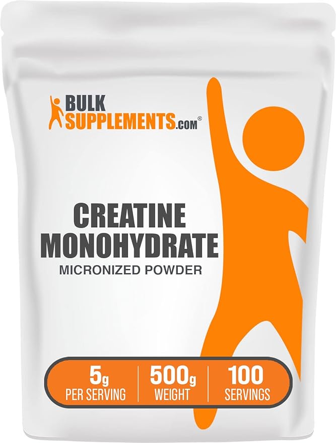 BulkSupplements.com Creatine Monohydrate Powder - Micronized Creatine Powder, Unflavored - Pure & Gluten Free, 5g (5000mg) per Servings, 500g (1.1 lbs) (Pack of 1)