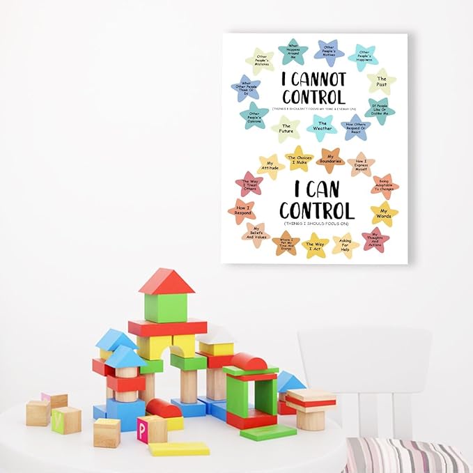 Mental Health Wall Decor,I Can Control Wall Art,Therapy Office Wall Decor,Inspirational Canvas Wall Art for Classroom Psychologist Office Home