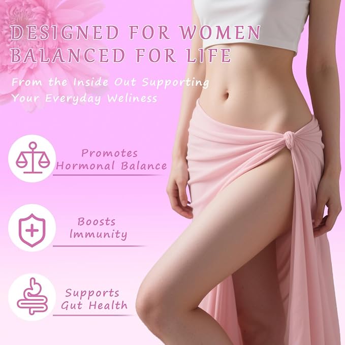 Her Juicy Feminine Probiotics Gummies for Women | Pineapple Flavor | Supports pH Balance, Gut Health & Immune System | with Slippery Elm, Vegan