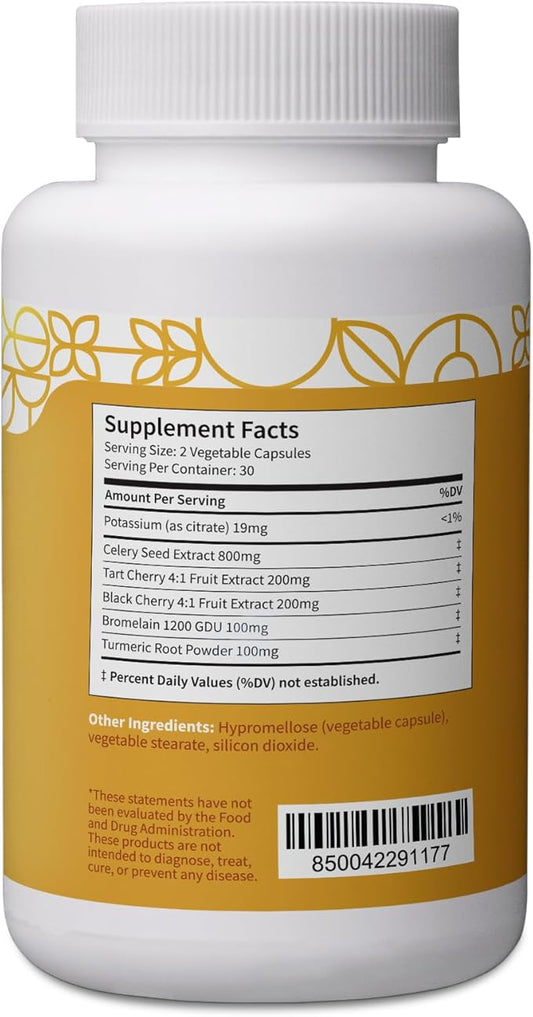 Pattern Wellness Uric Acid Support Supplement - Herbal Uric Acid Cleanse - Natural Joint & Circulation Support - 3rd Party Lab Tested - 60 Veggie Capsules