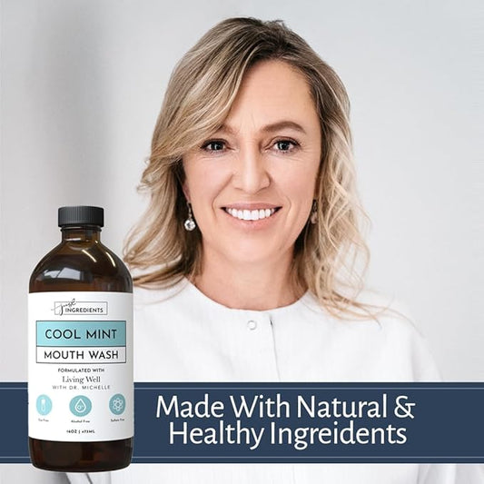 JUST INGREDIENTS Cool Mint Remineralizing Mouthwash | Hydroxyapatite & Colloidal Silver Formula | Alcohol-Free | Fluoride-Free Mouth Rinse