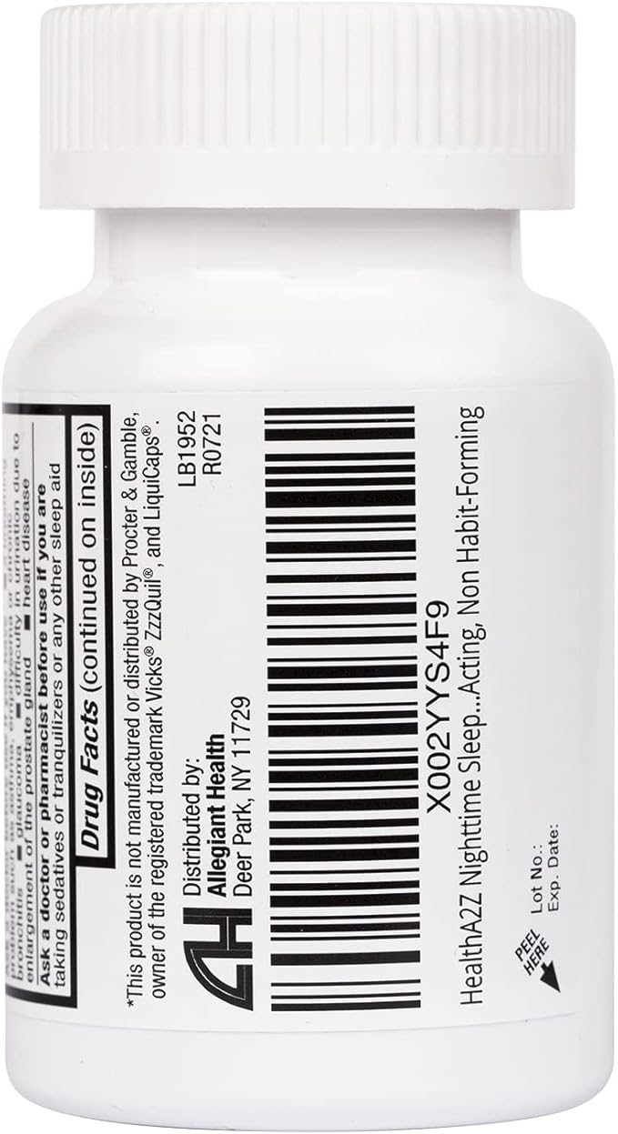 HealthA2Z Sleep Aid, Diphenhydramine HCl 25mg Softgels, Supports Deeper, Restful Sleeping, Non Habit-Forming (96 Softgels)