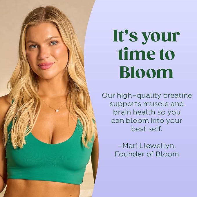 Bloom Nutrition Creatine Monohydrate Powder, 5g Micronized Creatine per Serving, Supports Muscle Recovery, Strength, Endurance, Pre or Post Workout, Gluten Free, Non GMO, Raspberry Lemon, 40 SVG, 9 oz