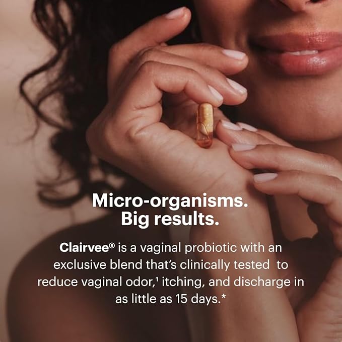 Clairvee by Bonafide. Vaginal Probiotic for Relief from Odor, Itching, & Discharge. — 2-Month Supply (30 Capsules)