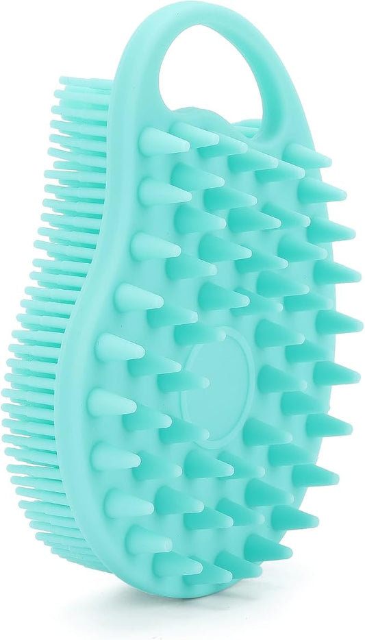 2 in 1 Silicone Body and Hair Scrubber Shower Brush, Scalp Massager Shampoo Brush for All Kinds of Skin (Green)