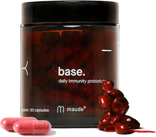 Maude Base - Daily Probiotics for Digestive Health & Immune Support - Promote Urinary Tract Health & Nurture Your Gut Microbiome - with Zinc, Vitamin C & PaCran Cranberry Extract (60 Capsules)