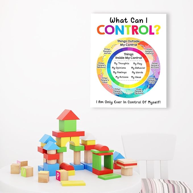 What Can I Control Wall Art,Mental Health Wall Decor,Calm Down Corner Wall Art,Inspirational Canvas Wall Decor for Classroom Therapy Office Home Psychologist