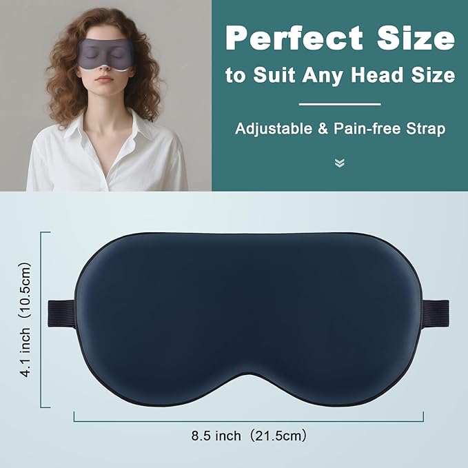 Sleep Mask, Real Natural Pure Silk Eye Masks with Adjustable Strap for Sleeping, Mulberry Silk Eye Sleep Shade Cover, Block Light Reduces Puffy Eyes Traveling Gifts