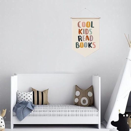Cool Kids Read Books Wall Hanging, Classroom Wall Decor, Read Corner, Book Lover Gift, Kids Wall Decor, School Wall Hanging Banner, Reading Quote Banner, Playroom Reading Book