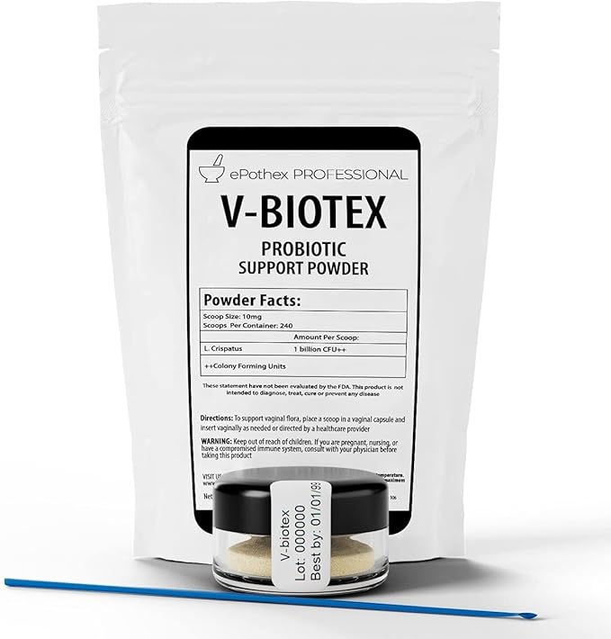 V-Biotex - Pure L. Crispatus Probiotic Powder | Vaginal Probiotic | Promotes Vaginal & Urinary Health | Yeast Infection & Bacterial Vaginosis Support | 240 Doses