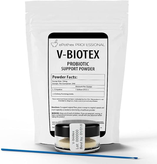 V-Biotex - Pure L. Crispatus Probiotic Powder | Vaginal Probiotic | Promotes Vaginal & Urinary Health | Yeast Infection & Bacterial Vaginosis Support | 240 Doses