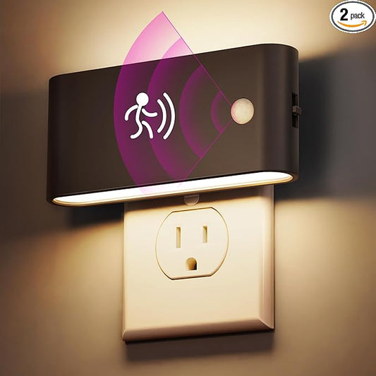 Briignite Motion Sensor Night Light, 2 Pack Motion Activation Night Lights Plug into Wall, Auto On Off, 0-100LM Dimmable Night Light Plug in, 3000K Warm White LED Nightlight for Kids Bedroom Hallway
