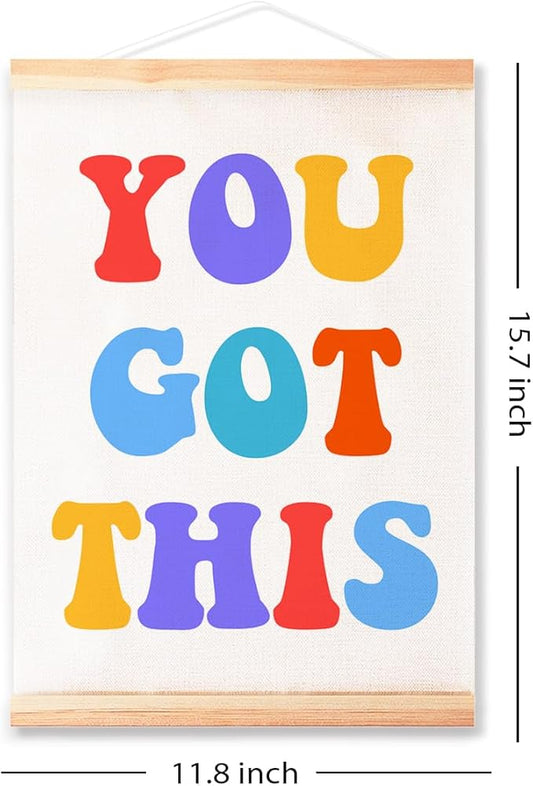You Got This Poster Hanger Frame for Classroom Nursery School Wall Decor,Inspirational Canvas Wall Art Poster Print Wall Hanging 16x12in