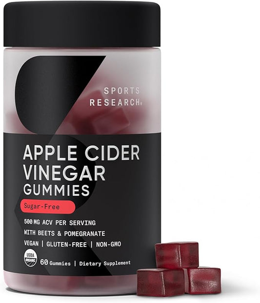 Organic Apple Cider Vinegar Gummies with The Mother - USDA Organic, Vegan Certified & Non-GMO Verified (60 Vegan Gummies)