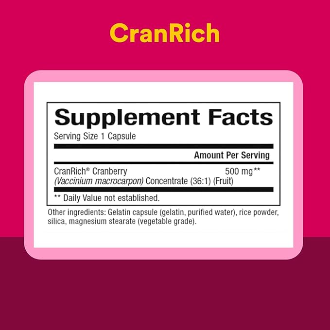 CranRich by Natural Factors, Super Strength Cranberry Concentrate, Antioxidant Supplement for Urinary Tract Support, Non-GMO, 90 Capsules