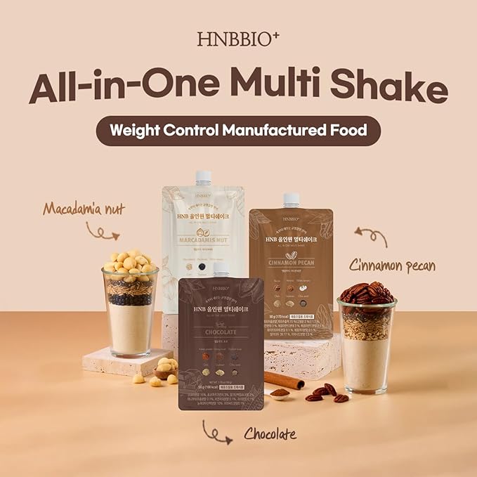 Korean Food All-In-One Multi Shake Cinnamon Pecan(50g*7 Packs) Dietary Fiber, Essential Amino Acids, Vitamins, 7-Day Convenient Individual Packs (12.35 oz)