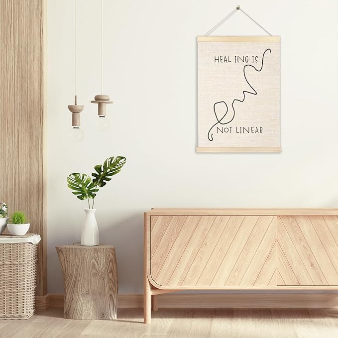 Ecezatik Healing is not Linear Poster Hanger Frame, Mental Health Wall Decor for Calming Corner School Counselor Therapy Office Break Room, Mental Health Posters, 12x16 Inches