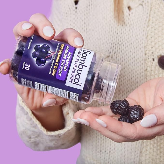 Sambucol Black Elderberry Gummies with Vitamin C & Zinc - Sambucus Elderberry Gummies for Immune Support, High Antioxidants, Gluten Free, Vegan, Elderberry with Zinc & Vitamin C for Adults - 30 Count