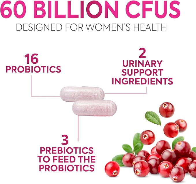 Probiotics For Women 50 Billion CFU - Women's Probiotic For Digestive Health 16 Unique Strains - Daily Vaginal PH Balance & Feminine Health Support, Womens Probiotic With Acidophilus - 60 Capsules