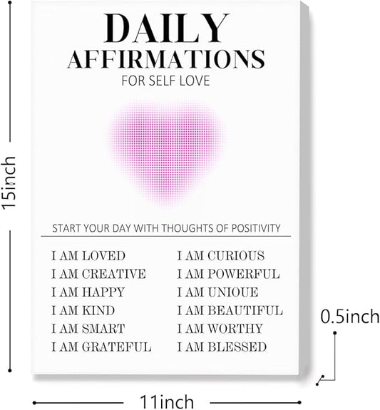 Daily Affirmations for Women Wall Art,Positive Quotes Wall Decor,Inspirational Canvas Framed Wall Art Ready to Hang for Home Office Wall Decor