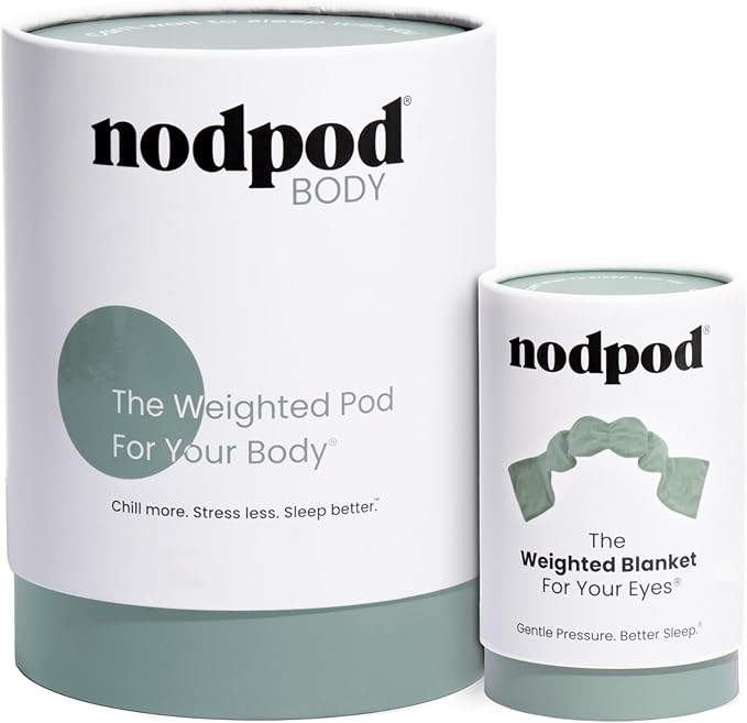 Nodpod Weighted Blanket & Sleep Mask Bundle – Ultra-Soft Body Blanket with Glass Beads + Light-Blocking Eye Mask – Relaxation, Comfort, Travel & Better Sleep - Sage