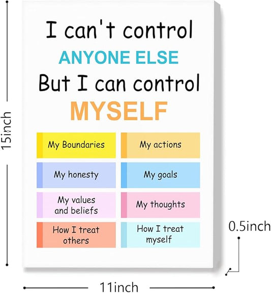 Mental Health Wall Decor,Things I Can Control Poster Canvas Wall Art,Inspirational Canvas Framed Wall Art for Therapy Office Home Nursery Classroom Wall Decor