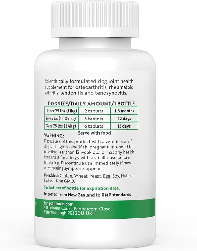 Green Lipped Mussel for Dogs – 1325mg High Strength Hip & Joint Supplement for Dogs with Omega-3 – Supports Dog Joint Health, Mobility & Vitality – 90 Dog Joint Supplements Tablets