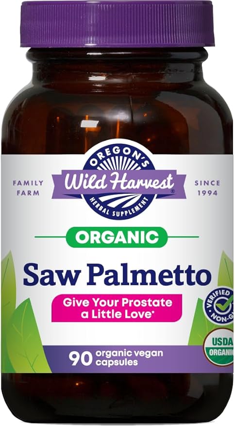 Oregon's Wild Harvest Organic Saw Palmetto Pygeum Herbal Supplement in Vegan Capsules - 90 Count
