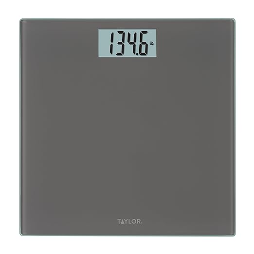 Taylor Digital Scales for Body Weight, Highly Accurate 400 LB Capacity, Auto On and Off Scale, 11.8 x 11.8 Inches, Charcoal Grey