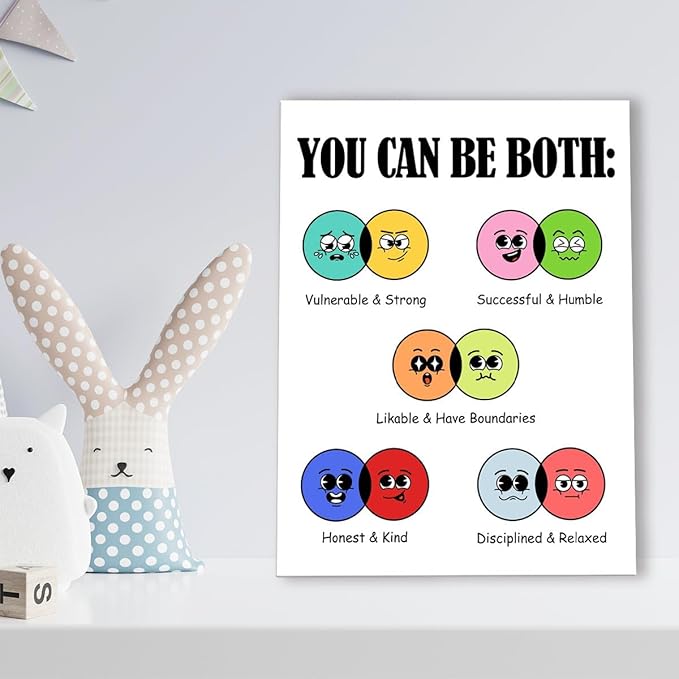 Inspirational Mental Health Wall Decor,Positive Affirmations Wall Art,You Can Be Both Motivational Canvas Wall Decor for Classroom Therapy Office Home Psychologist