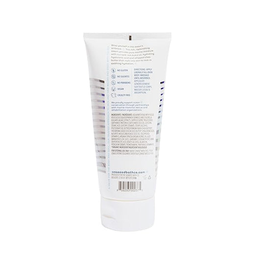 Seaweed Bath Co. Hydrate Body Cream, Unscented, 6 Ounce, Sustainably Harvested Seaweed, Kukui Oil, Hyaluronic Acid, Shea Butter