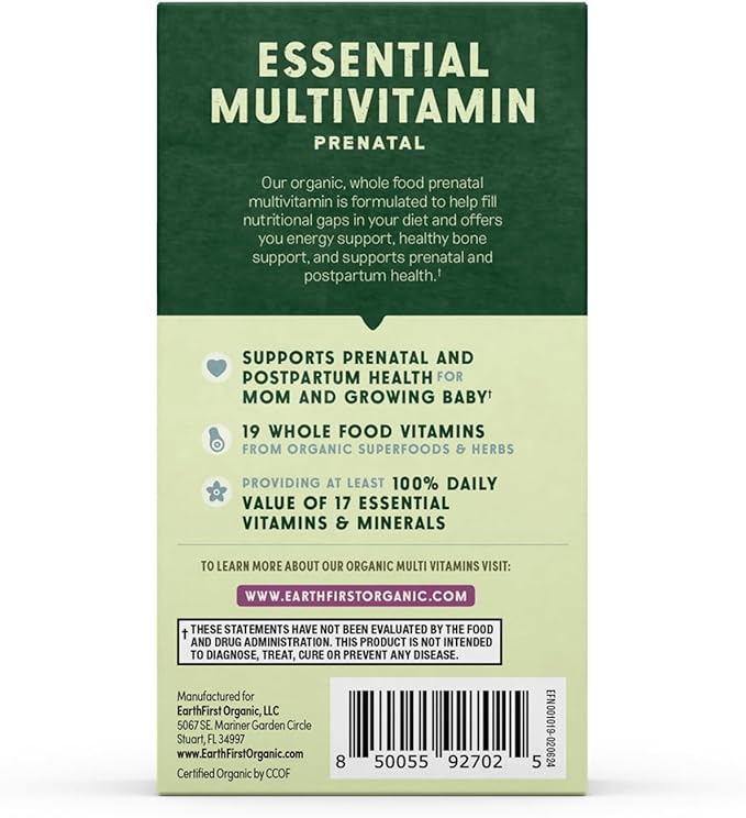 Prenatal Once Daily Multivitamin for Women for Conception, Pregnancy, Postpartum & Breastfeeding, Folate, Iron & Organic Whole Food Blend, Vegan, 30 Count