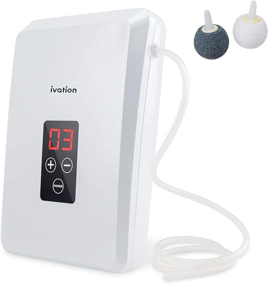 Ivation Portable Ozone Generator 600mg/h – Multipurpose Air Sterilizing & Freshening System w/2 Silicone Tubes, 2 Diffuser Stones & Timer; Purifies Air, Water, Food, Toothbrush