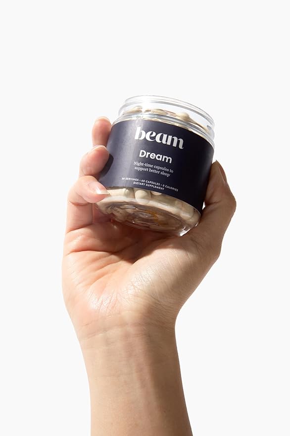 Beam Dream Sleep Capsules, Sleep Supplement, Sleep Aids for Adults, Contains Magnesium, Melatonin, L Theanine, Apigenin, Natural Sleep Aid, Vegan, Non GMO, Dairy Free, 3rd Party Tested, 30 Servings