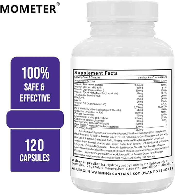 DHT Blocker Supplement for Hair Growth - Saw Palmetto, Biotin & Zinc for Women & Men - Stimulate Follicles, Reduce Hair Loss, Regrow Thicker Hair(120 Capsules)