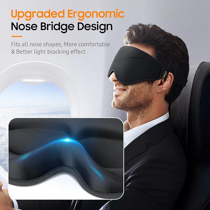 Sleep Mask, 2 Packs Premium Eye Mask for Sleeping, Total Blackout, Superior Soft Comfort, Upgraded 3D Ergonomic Designed Sleeping Mask for Home, Office, Travel, Meditation, Black & Purple