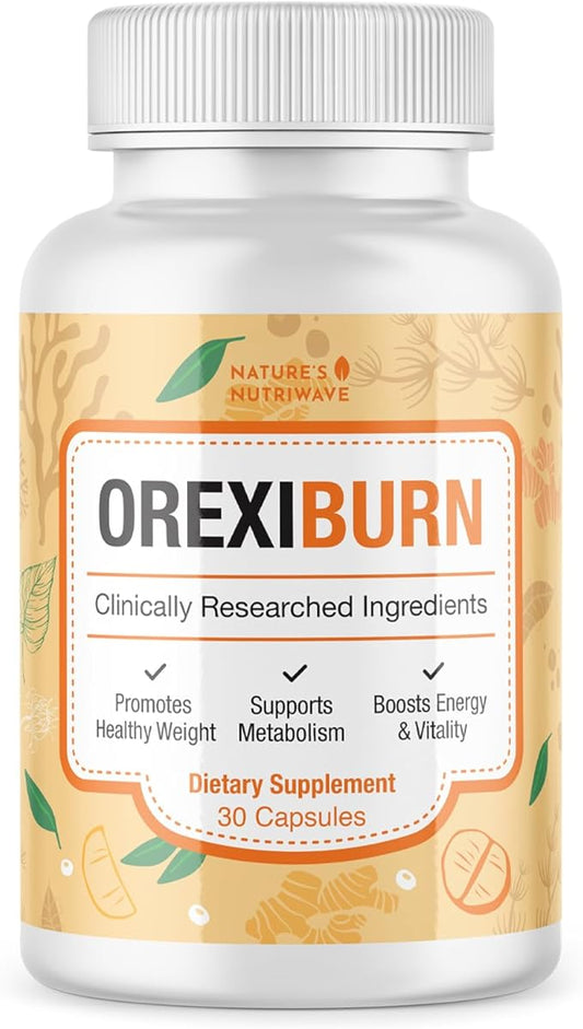 OrexiBurn - 100% Natural Supplement with 8 Plant-Based Ingredients | Non-GMO, No Stimulants, Made in The USA, GMP-Certified | 30 Easy-to-Swallow Capsules, 1 Month Supply