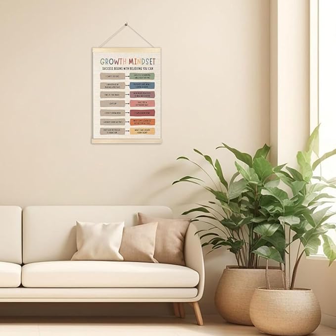 Ecezatik Mental Health Growth Mindset Poster Hanger Frame, Positive Affirmations Wall Decor for Kids Room Classroom Playroom Calming Corner School Counselor Therapy Office, 12x16 Inches