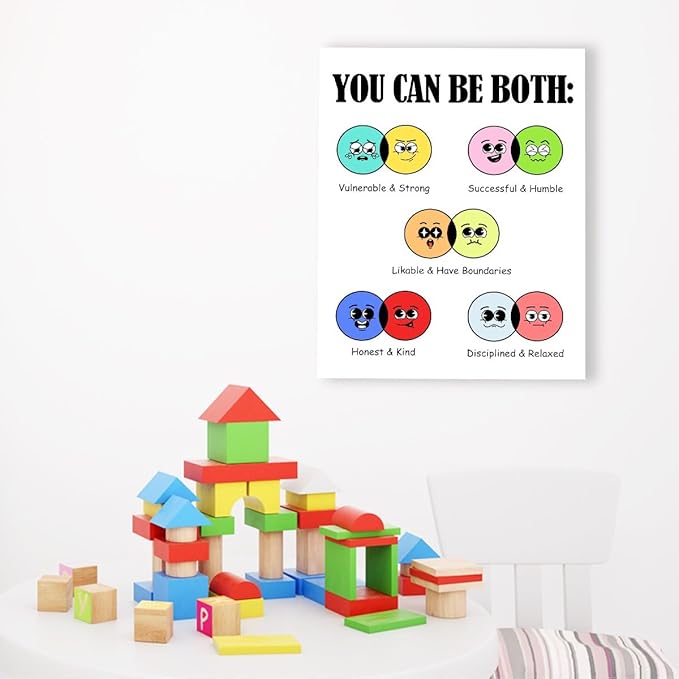 Inspirational Mental Health Wall Decor,Positive Affirmations Wall Art,You Can Be Both Motivational Canvas Wall Decor for Classroom Therapy Office Home Psychologist